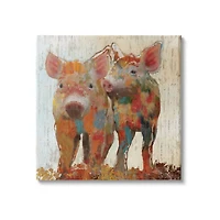 Stupell Industries Rustic Farm Pigs Abstract Contemporary Patchwork Pattern Canvas Wall Art