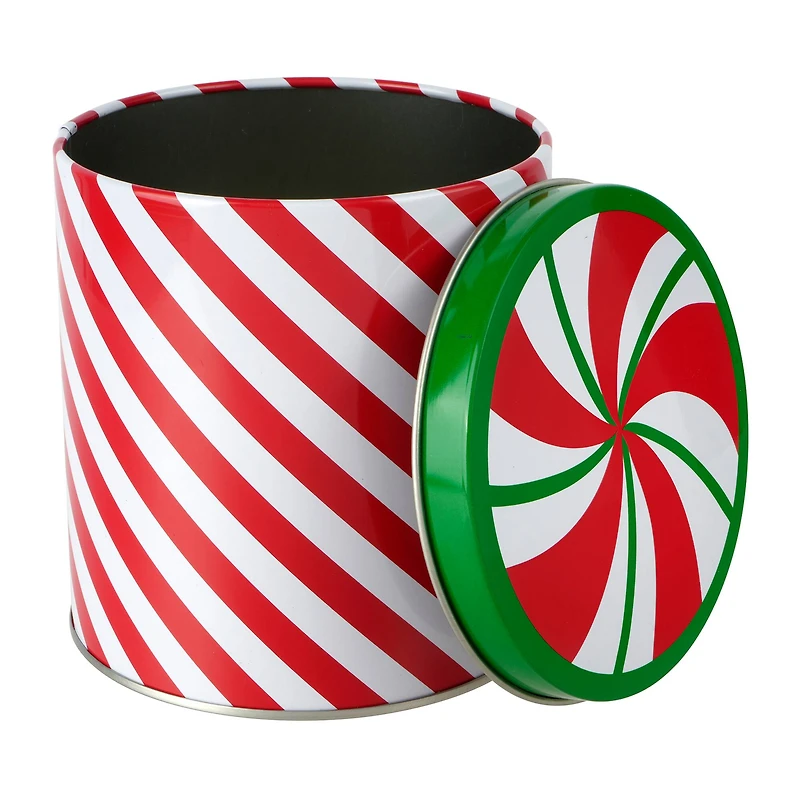 4.5" Peppermint Stripe Tin Canister by Makery™
