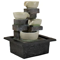 11" Indoor Tabletop LED Lighted Cascading 4-Tier Water Fountain Bowl
