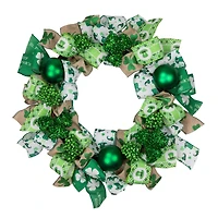 Ribbons and Shamrocks St. Patrick's Day Wreath 24" Unlit
