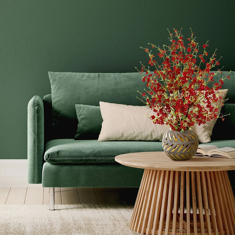 2.5ft. Cherry Blossom Arrangement in Gold Trimmed Stoneware Vase