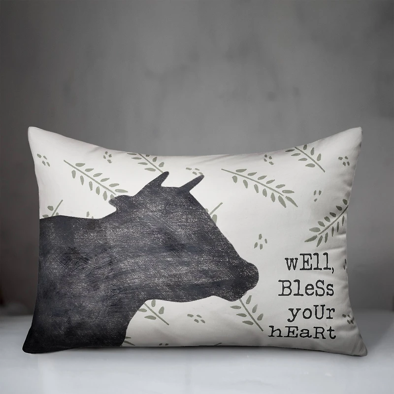 20" x 14" Bless Your Cow Indoor & Outdoor Throw Pillow