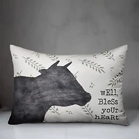 20" x 14" Bless Your Cow Indoor & Outdoor Throw Pillow