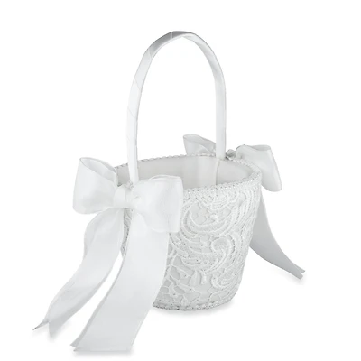 White Vintage Lace Flower Basket by Celebrate It™