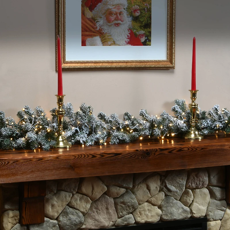 9ft. Pre-Lit LED Snowy Sheffield Spruce Garland