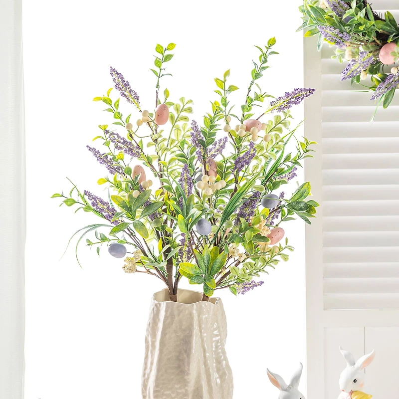 Glitzhome® 28" Easter Eggs & Lavender Picks Set