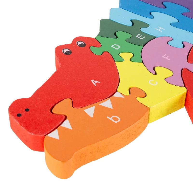 Toy Time Wooden Alphabet & Number Alligator 26 Piece Jigsaw Puzzle