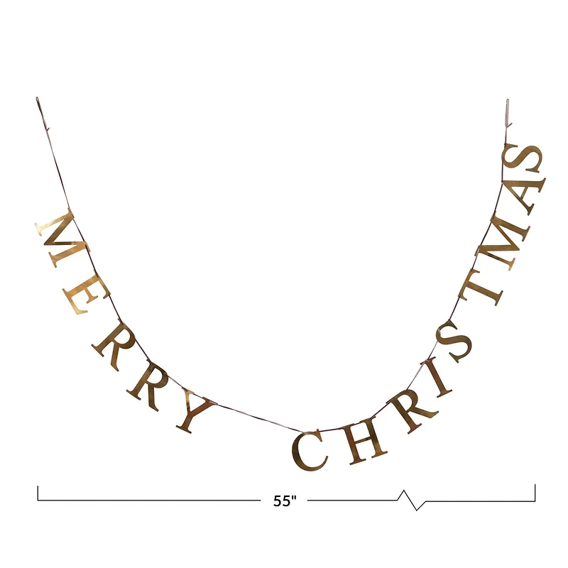 Hello Honey® 55" Brass Finish Merry Christmas Metal Garland