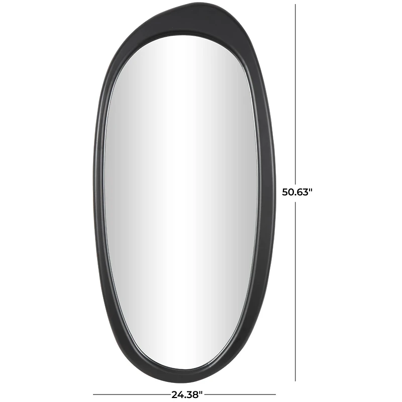51" Black Wooden Abstract Oval Framed Wall Mirror