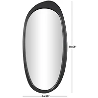 51" Black Wooden Abstract Oval Framed Wall Mirror