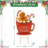 Glitzhome® 30.25" Metal Gingerbread Man in Coffee Mug Yard Stake