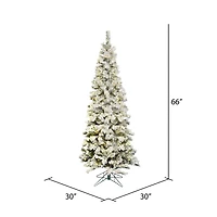 5.5ft. Pre-Lit Flocked Pacific Pine Artificial Christmas Tree, Pure White LED Lights