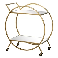 Gold Iron & Mirror Contemporary Bar Cart