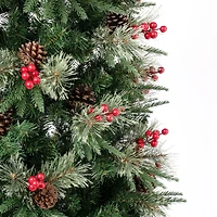 6ft. Unlit Feel Real® Virginia Pine Mixed Hinged Artificial Christmas Tree with Berries and Pinecones
