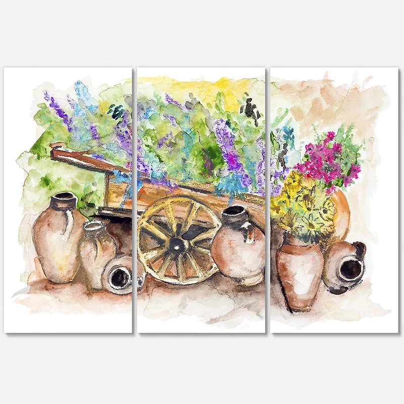Designart - Lavender Flowers On Ancient Cart