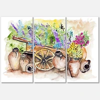 Designart - Lavender Flowers On Ancient Cart
