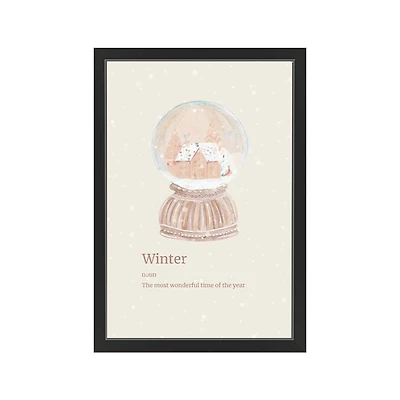 30" Snow Globe Winter Black Framed Print Wall Art