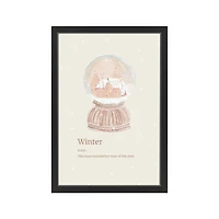 30" Snow Globe Winter Black Framed Print Wall Art