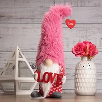 18" Fluffy Pink Faux Fur 'Love' Valentine's Day Gnome