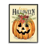 Stupell Industries Happy Halloween Jack-o-Lantern Framed Giclee Art