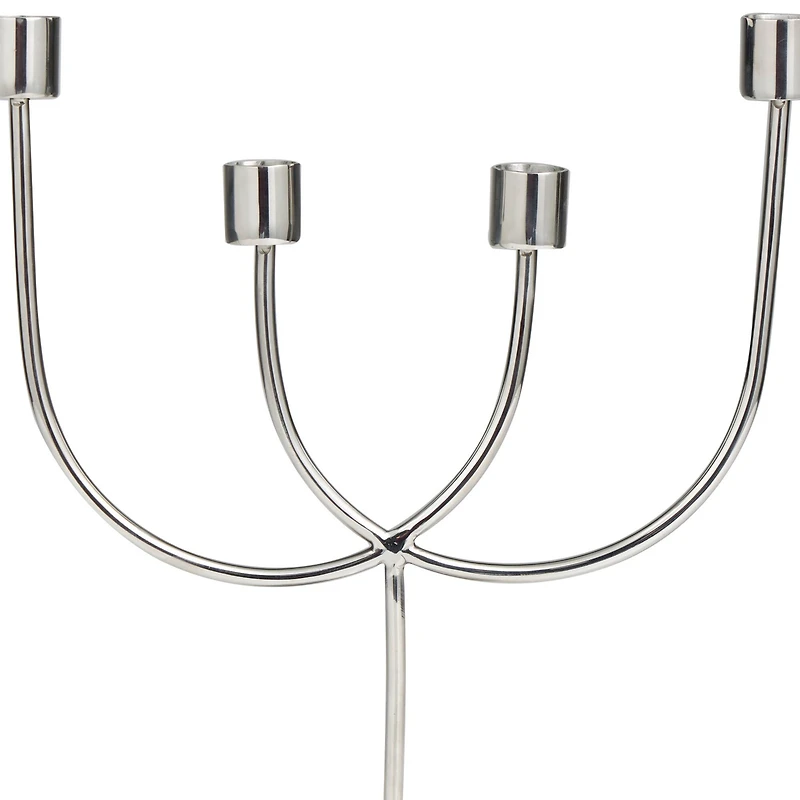 The Novogratz 13" Silver Stainless Steel Overlapping U-Shaped Candelabra