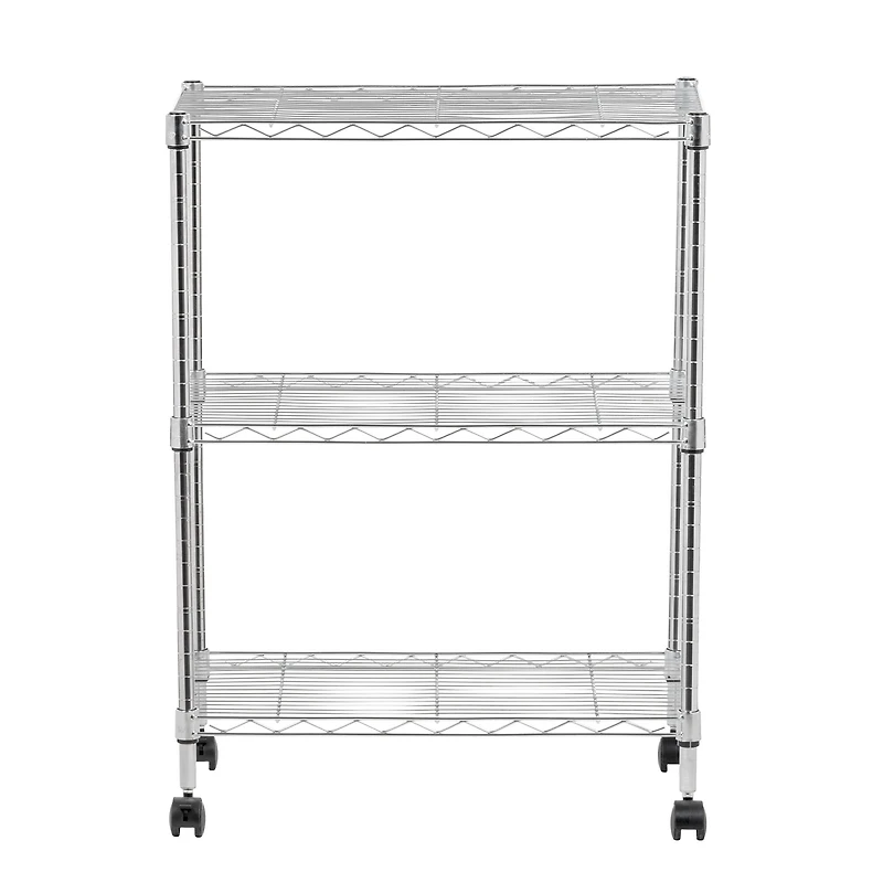 Iris® 32" Silver 3-Tier Rolling Wire Rack Shelf