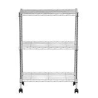 Iris® 32" Silver 3-Tier Rolling Wire Rack Shelf