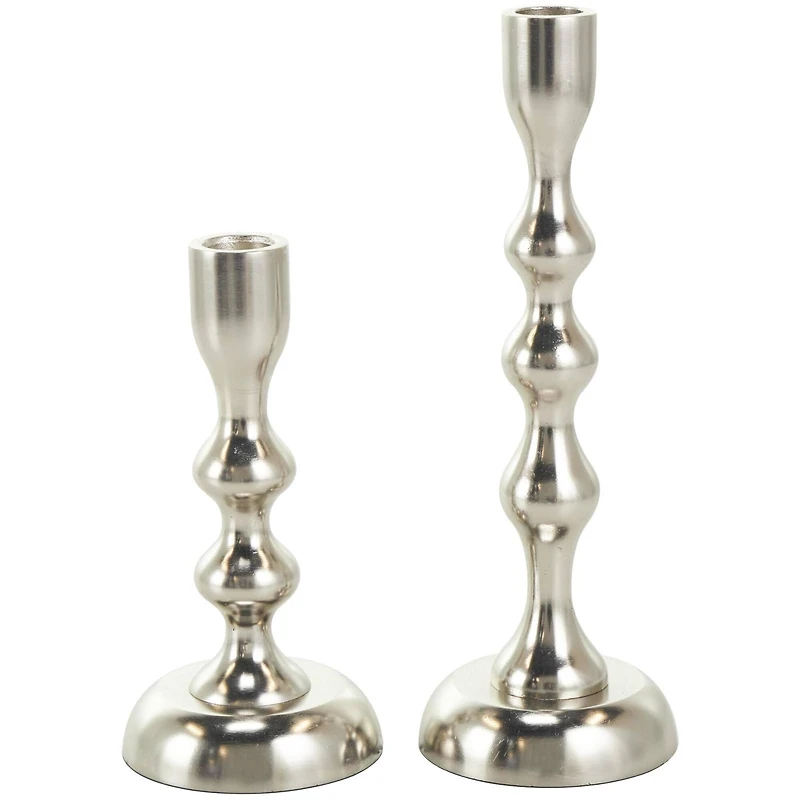 Contemporary Aluminum Taper Candle Holder Set