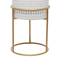 Set of 3 White Iron Contemporary Planter, 23" x 19" x 16"