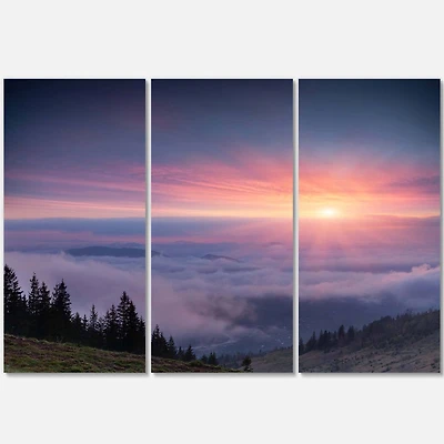 Designart - Sunrise in Purple Sky Over Mountains