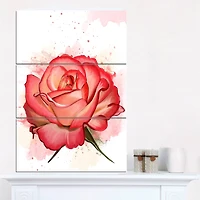 Designart - Red Rose with Splashes