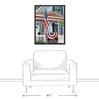 Patriotic Flag Porch Black Framed Canvas