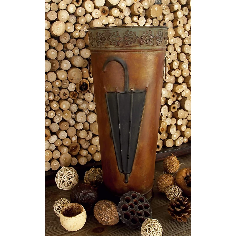 Set of 2 Brown Metal Rustic Vase, 21", 16"