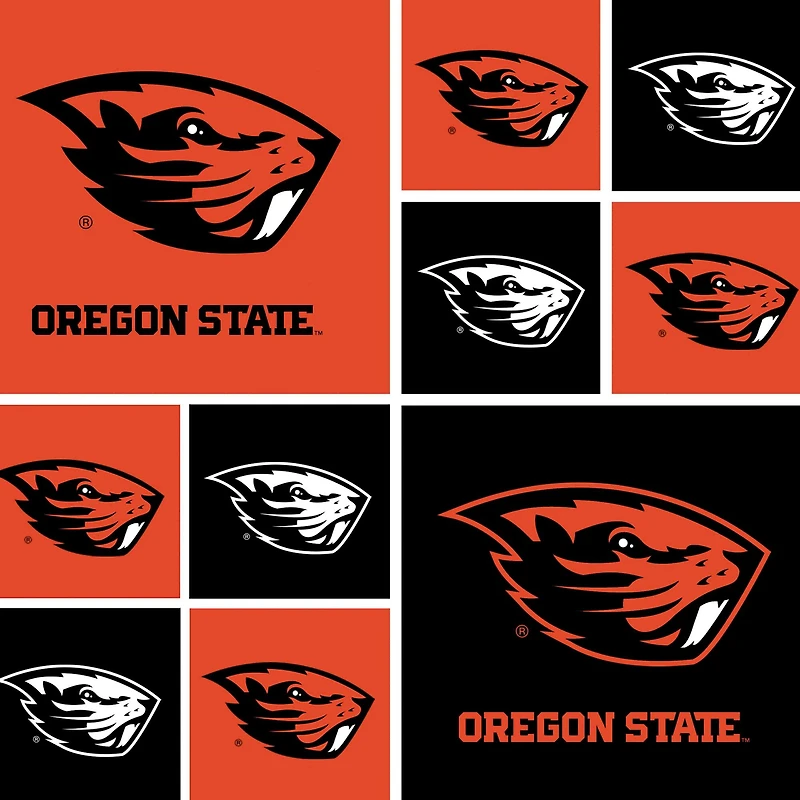 NCAA Oregon State University Beavers Block Cotton Fabric