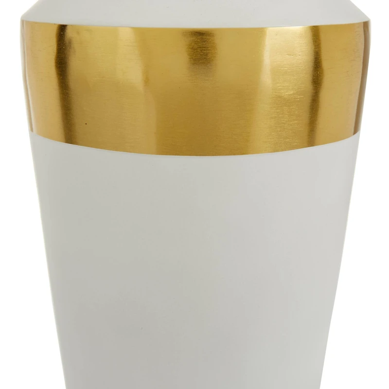 White & Gold Metal Modern Vase Set