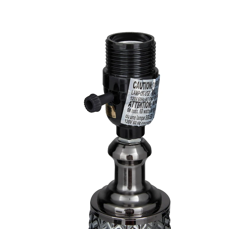 Black Linen Contemporary Table Lamp, 25" x 17" x 15"