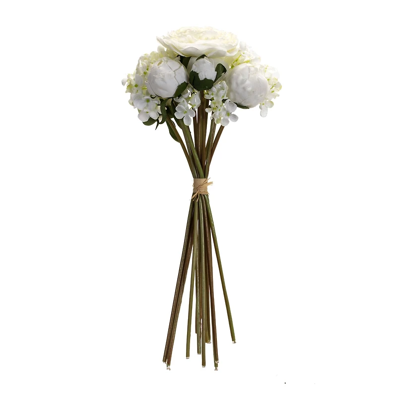 16.75" White Peony & Hydrangea Floral Bouquets, 6ct.