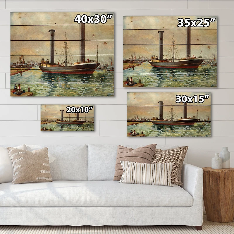 Designart - Ancient Boat Leaving The Harbor