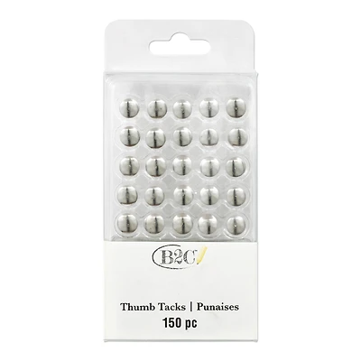 8 Packs: 150 ct. (1,200 total) Silver Thumb Tacks by B2C®