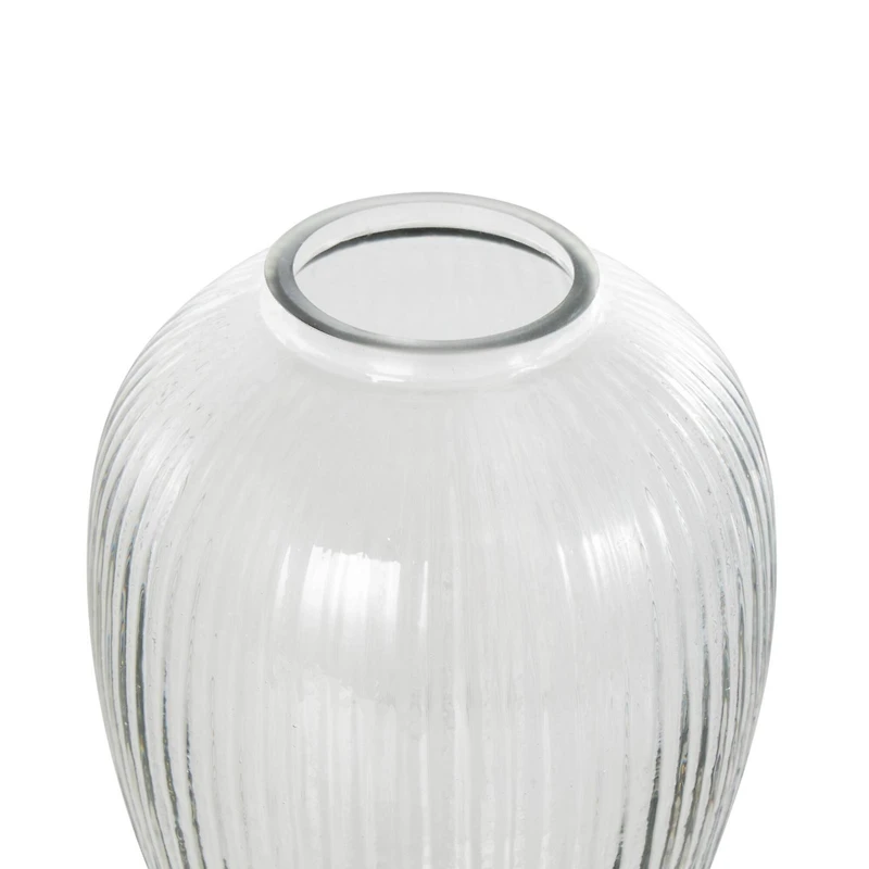 9.5" Clear Glass Ribbed Fluted Decorative Vase