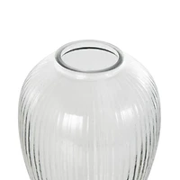 9.5" Clear Glass Ribbed Fluted Decorative Vase