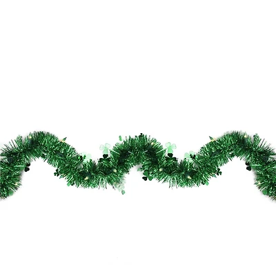 9ft. Pre-Lit Irish Shamrock St. Patrick's Day Tinsel Garland