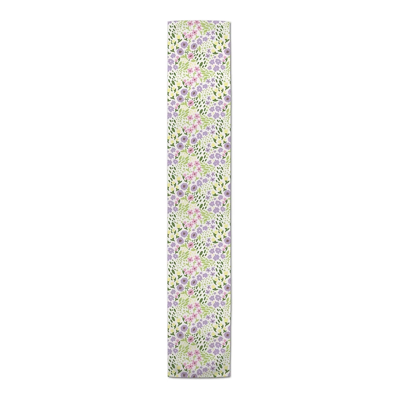 Whimsical Spring Floral Runner 1 16" x 72" Cotton Twill Runner