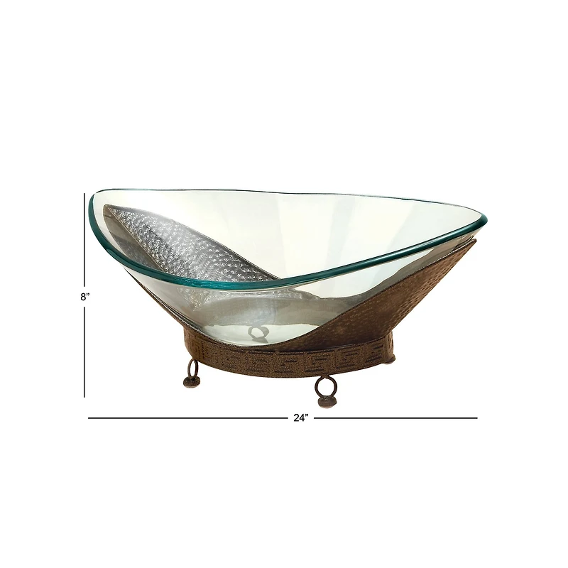 Copper Glass and Metal Traditional Serving Stand, 8" x 24" x 14"