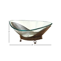 Copper Glass and Metal Traditional Serving Stand, 8" x 24" x 14"