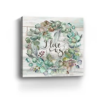 Eucalyptus Wreath On Shiplap Canvas Giclee