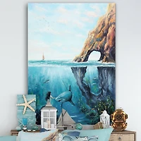 Designart - Underwater Fairy And Shark Ocean And MountaIn World
