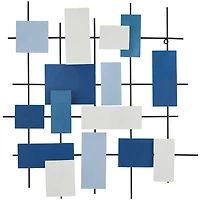 CosmoLiving by Cosmopolitan Blue Metal Overlapping Stripes Geometric Wall Decor 29" x 2" x 30"