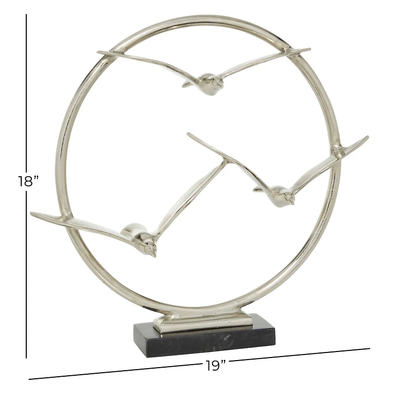 Silver Aluminum Modern Sculpture, Bird 18" x 19" x 5"