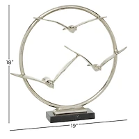 Silver Aluminum Modern Sculpture, Bird 18" x 19" x 5"